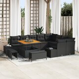 vidaXL 12-dijelni vrtni sofa set s jastučićima Crni Poli Ratan Akacija, 2-sjedna vrtna sofa s spremnikom i jastučićima Crni Poli Ratan, 3-dijelni vrtni set za objedovanje s jastučićima Crni Poli Ratan Akacija | shoptok.hr