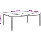  Vrtni stol 200x150x75 cm od kaljenog stakla i poliratana sivi | shoptok.hr