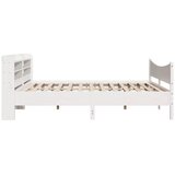  Okvir za krevet s uzglavljem bijeli 200x200 cm masivna borovina | shoptok.hr