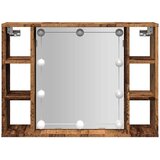 Ormarić s ogledalom LED boja staro drvo 76x15x55 cm drveni | Eponuda.com