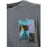 Trendyol Anthracite Men's Relaxed Fit Cycling Collar Short Sleeve Acid Wash Printed T-Shirt | ePonuda.com