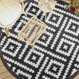 vidaXL Vanjski tepih bijelo-crni Ø 200 cm PP | shoptok.hr