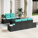  Sjedeća garnitura za vrt 6 kom. Crna i Tirkizna poliratan 239 x 62 x 69 cm | Shoptok.si
