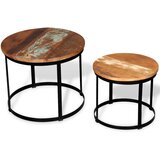 Dvodijelni set stolića za kavu obnovljeno drvo okrugli 40/50 cm | Eponuda.com
