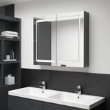 vidaXL LED kopalniška omarica z ogledalom sijoče siva 80x12x68 cm Cene