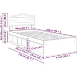  Konstrukcija postelje z vzglavjem Siva Sonoma 90 x 200 cm, (5000102536) | Shoptok.si