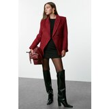 Trendyol Burgundy Cashmere Fitted Blazer Jacket