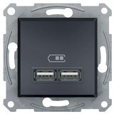 Schneider Electric Asfora Zidna utičnica s USB utorom (Antracit, 2-struko, Podžbukna montaža, Plastika) Schneider Electric Asfora Zidna utičnica s USB utorom (Antracit, 2-struko, Podžbukna montaža, Plastika) Slike