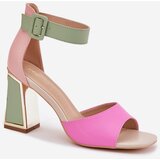 EVENTO Elegant Women's Heeled Sandals Pink-Green Rosazara | shoptok.hr