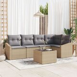  Vrtni kauč set Set od 6 Bež i siva Ratan Vanjski modularni kauč | shoptok.hr