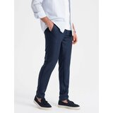 Ombre Men's classic chino SLIM FIT pants - navy blue Cene