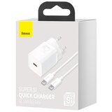 Baseus Super Si brzi punjač adapter, 1C, 25W, USB-C-USB-C 1 m kabel, bijeli | shoptok.hr