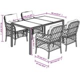  5-dijelni vrtni blagovaonski set s jastucima od poliratana crni Crna 150 cm table length | shoptok.hr
