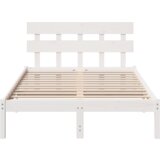 vidaXL Beli posteljni okvir z naslonom 140x190 cm trdi bor | Shoptok.si
