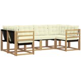  Set vanjskih sofa 6 kom. Bijela i krem Smeđa 245 x 126,5 x 73 cm | Shoptok.si