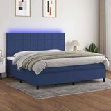  Krevet box spring s madracem LED plavi 200x200 cm od tkanine Cijene