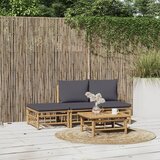 Maison Chic Seti vrtnega pohištva - Vrtna garnitura - Vrtni pohištvo set 4-delna temno sive blazine bambus, (21810730) | Shoptok.si