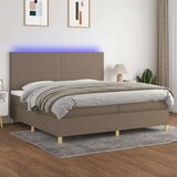  Krevet box spring s madracem LED smeđesivi 200x200 cm tkanina | shoptok.hr