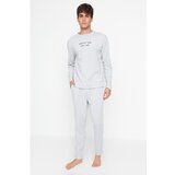 Trendyol Men's Gray Printed Regular Fit Knitted Pajamas Set | Shoptok.si