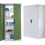 C+P Delavniška omara s krilnimi vrati, VxŠxG 1950 x 930 x 400 mm, svetlo sive / rubinasto rdeče barve | Shoptok.si