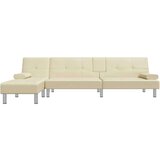  Raztegljiv kavč L oblike krem 255x140x70 cm umetno usnje | Shoptok.si