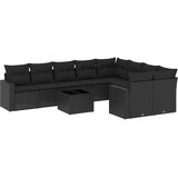  10-dijelni set vrtnih sofa s jastucima crni od poliratana | shoptok.hr