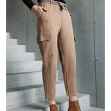 Gemre Light brown cargo pants with sewn-on pockets Nuala | shoptok.hr