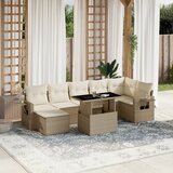 Maison Chic Seti vrtnega pohištva - Vrtna garnitura - Vrtni pohištvo set 8-delna z blazinami bež poli ratan, (21800344) | Shoptok.si