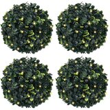 vidaXL Umetni pušpani okrogli z LED lučmi 4 kosi zelene 12 cm | Shoptok.si