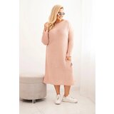 Kesi Włoski Women's Plus Size Oversized Sweater Dress with Mohair and Pocket powder pink | Shoptok.si
