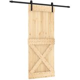  Klizna vrata Prirodna i crna 85 x 210 cm Čvrsta borovina | shoptok.hr