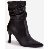 Boto Women's ankle boots with heel with ruched upper zipper black Ulisse | shoptok.hr