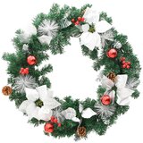  Božićni vijenac s LED svjetlima zeleni 60 cm PVC | shoptok.hr