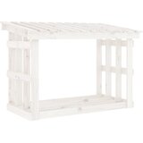 vidaXL stojalo za drva belo 108x64,5x77 cm trdna borovina, (20722717) Cene