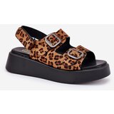 Boto Ladies Platform And Wedge Sandals With Buckles Leopard Brown Genorre | ePonuda.com