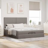  Otomanski okvir kreveta s madracima smeđesivi 200x200cm tkanine | shoptok.hr