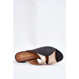 Maciejka Leather Women's Heeled Sandals Black-Gold | Shoptok.si