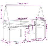 vidaXL Visoka postelja s streho bela 80x200 cm trdna borovina, (21251226) | Shoptok.si