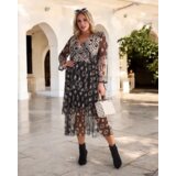 Resti Black and beige mesh midi dress with print | Shoptok.si