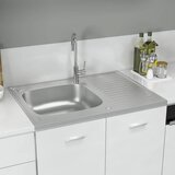  Kuhinjski sudoper s cjedilom srebrni 800 x 600 x 155 mm čelični | shoptok.hr