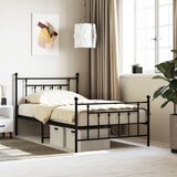 vidaXL Kovinski posteljni okvir z vzglavjem in vznožjem črn 100x200 cm | Shoptok.si