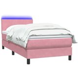 Box spring postelja z vzmetnico roza 100x220 cm žamet, (21792131) | Shoptok.si