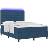 vidaXL Postelja s škatlasto vzmetjo z vzmetnico in LED modro 140x200 cm Tkanina, (22067042) | Shoptok.si