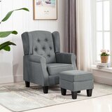 The Living Store Fotelj s stolčkom za noge svetlo sivo blago - Naslanjač, (21493722) | Shoptok.si