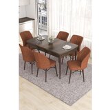 Hanah home Eva - Baroque, Tile Red BaroqueTile Red Extendable Dining Table & Chairs Set (7 Pieces) | ePonuda.com