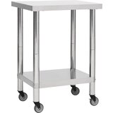 vidaXL kuhinjska delovna miza s kolesi 60x30x85 cm nerjaveče jeklo | Shoptok.si