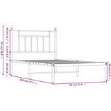  Metalni okvir za krevet s uzglavljem crni 90x190 cm | shoptok.hr