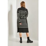 Bianco Lucci Women's V-Neck Striped Knitwear Dress with Side Slits | Eponuda.ba