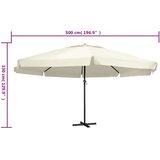 vidaXL Vrtni suncobran s aluminijskom šipkom 600 cm pješčano bijeli | shoptok.hr