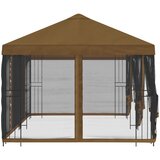 Paviljon s bočnim stranama 6 x 3 m Sivosmeđa Poliester i čelik | shoptok.hr